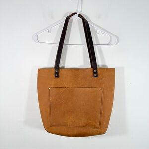 Portland Leather Goods Dakota Cognac Leather Brown Strap Medium Tote Bag